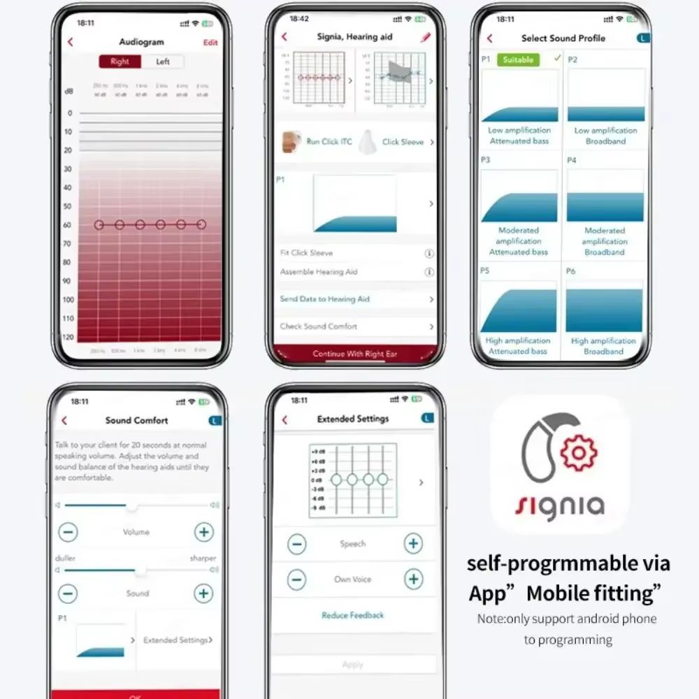 Aide auditive invisible numérique Signia RUN Click CIC ITC 8 canaux avec application pour smartphone Fit Dry Case