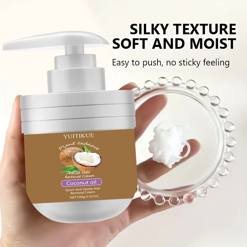 Crème dépilatoire visage à l'huile de coco YUITIKUE - Épilateur doux pour les lèvres
