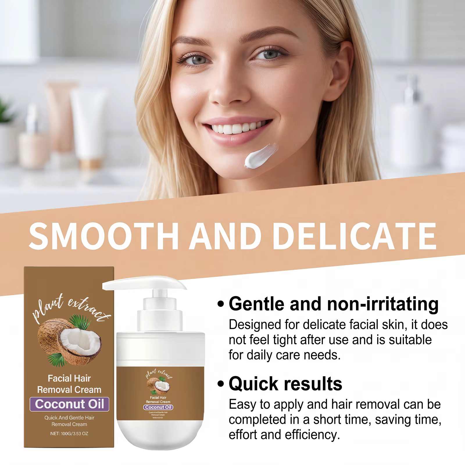 Crème dépilatoire à la noix de coco