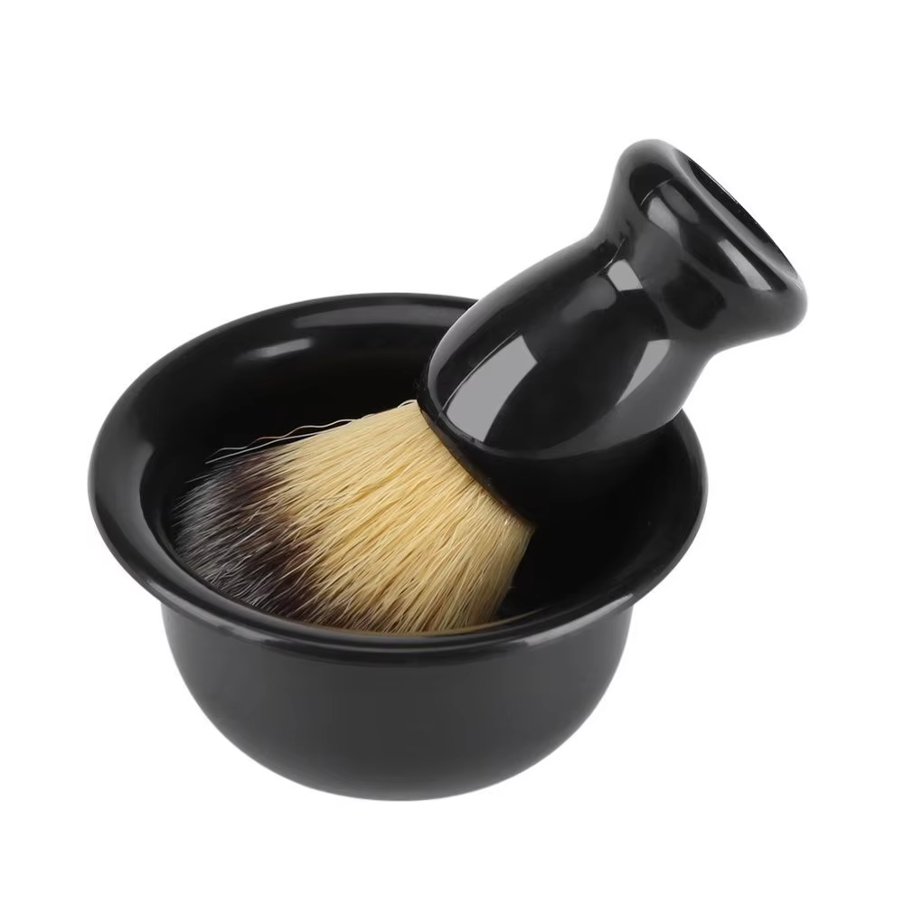 Ensemble de rasage avec manche en bois pour homme
