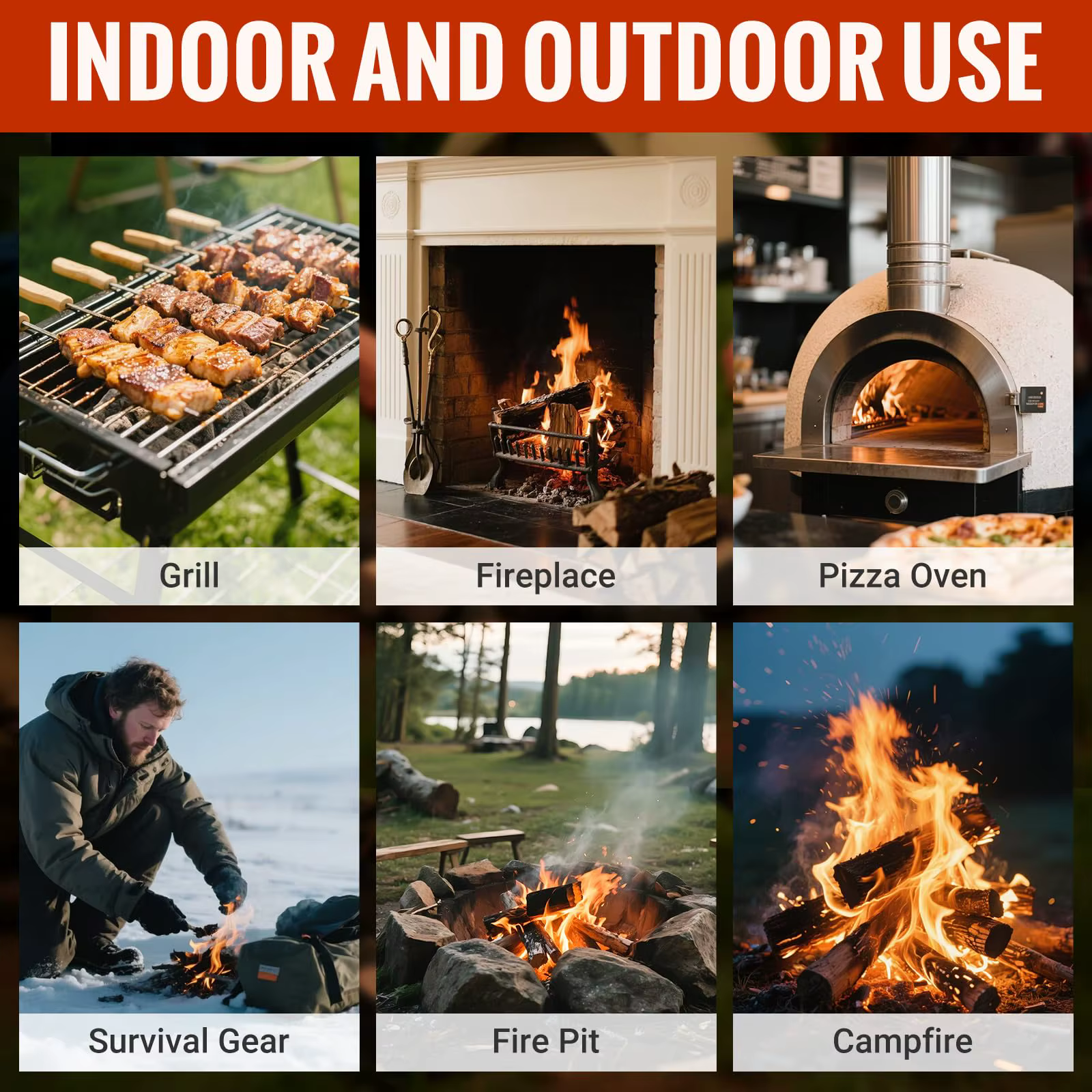 Allume-feu imperméables en cire de bois, bâtonnets faciles à utiliser pour le camping, outils d'allumage, rouleaux de cire de bois pour barbecue en extérieur et randonnée