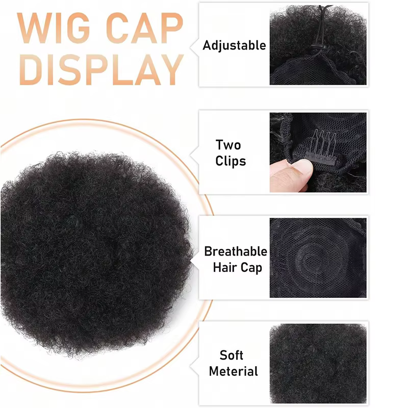 Afro cheveux bouclés Chignons Updo Chignon cordon queue de cheval femmes court crépus bouclés Chignon Extensions de queue de cheval synthétique Afro queue de cheval