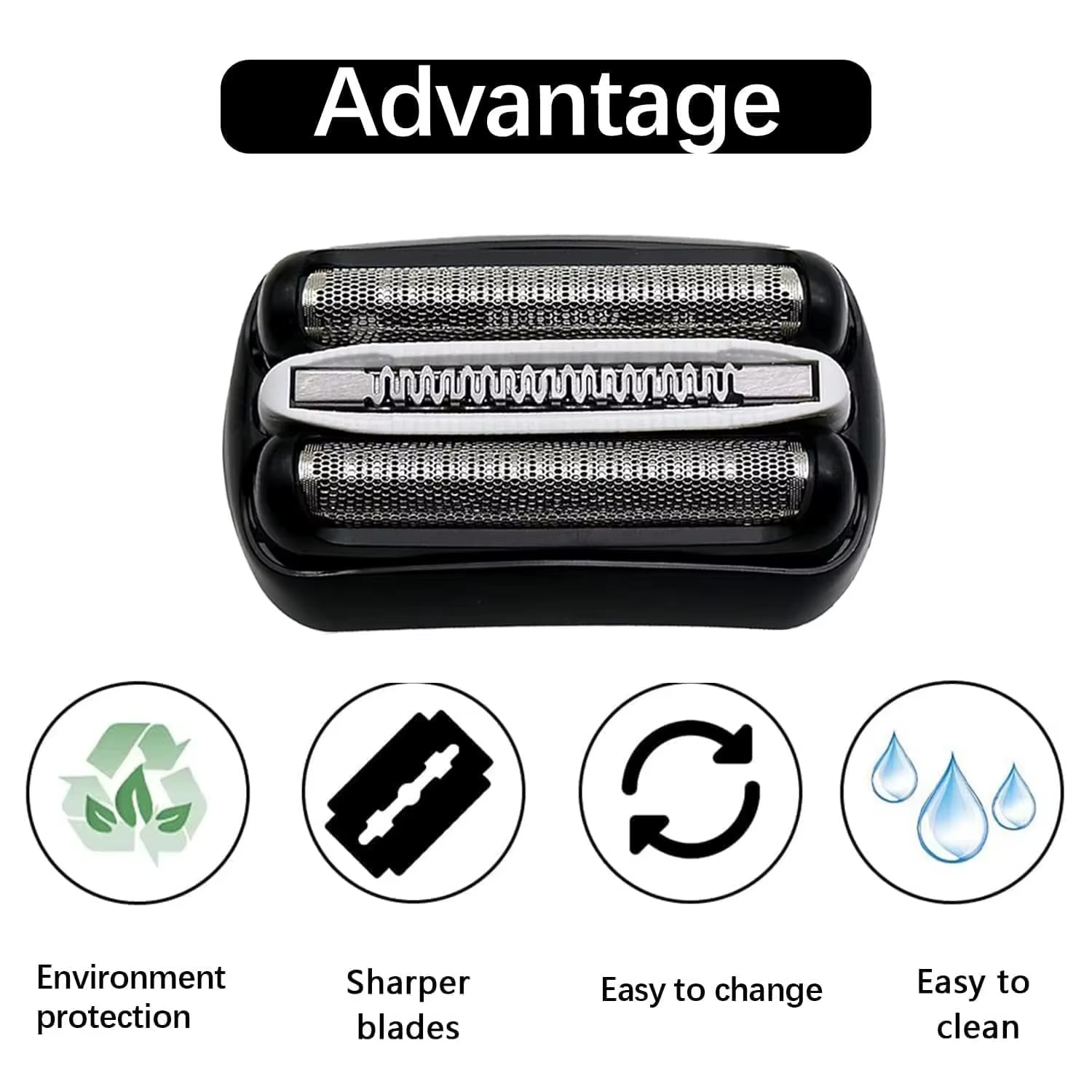 KVIFO 32B tête de rechange pour rasoir électrique Braun série 3 3000s 3010s 3020s 3030s 3040s 300s 301s 310s 320s 330s 340s
